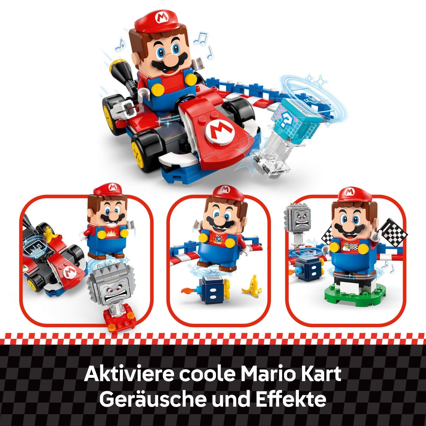 LEGO Mario Kart - Interactive Mario & Standard Kart - Nintendo Toy - Game Race Track with Car, 3 Figures, Podium & Barriers - Gamer Gift for Boys & Girls from 7 Years - 72043