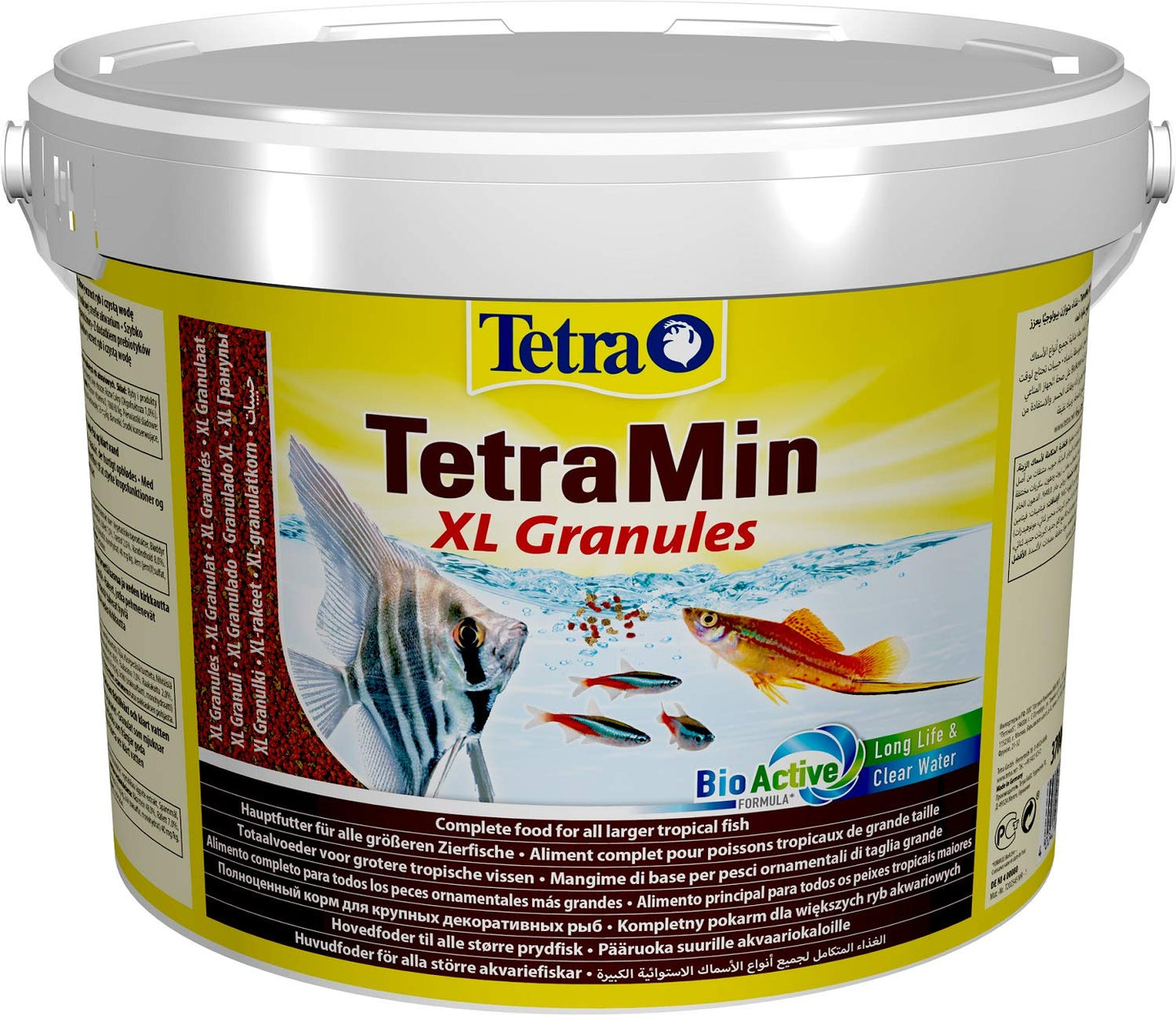 TetraMin XL Granules - slowly sinking fish food for larger ornamental fish in the middle water layer of the aquarium, 10 L bucket - 201378