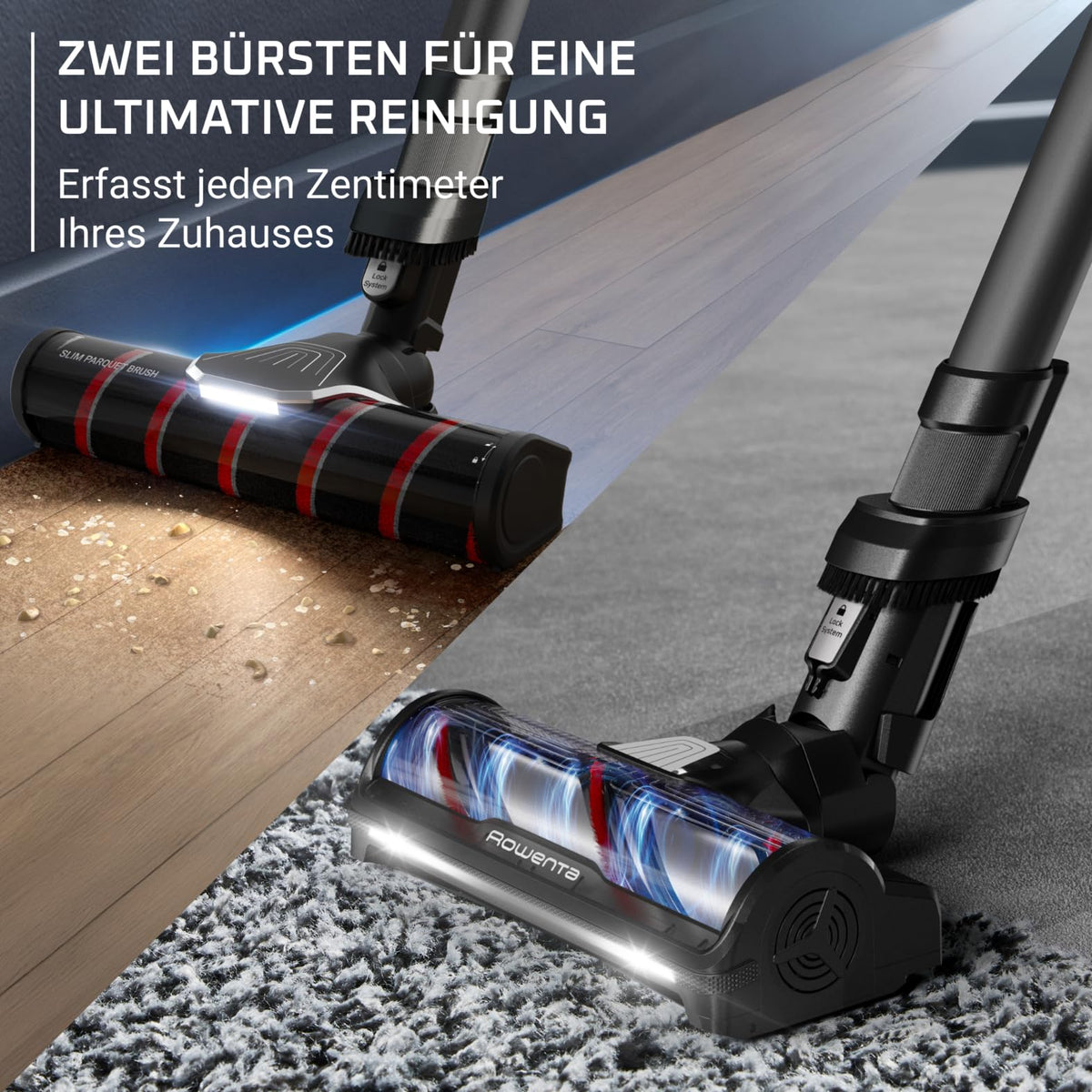 Rowenta X-Force Flex 12.60 Neo cordless vacuum cleaner, weighing only 1.6 kg as a handheld vacuum, 150 Air Watts, 60 minutes of runtime, flexible hose, digital control display, LED lighting, Black, RH9L55E0