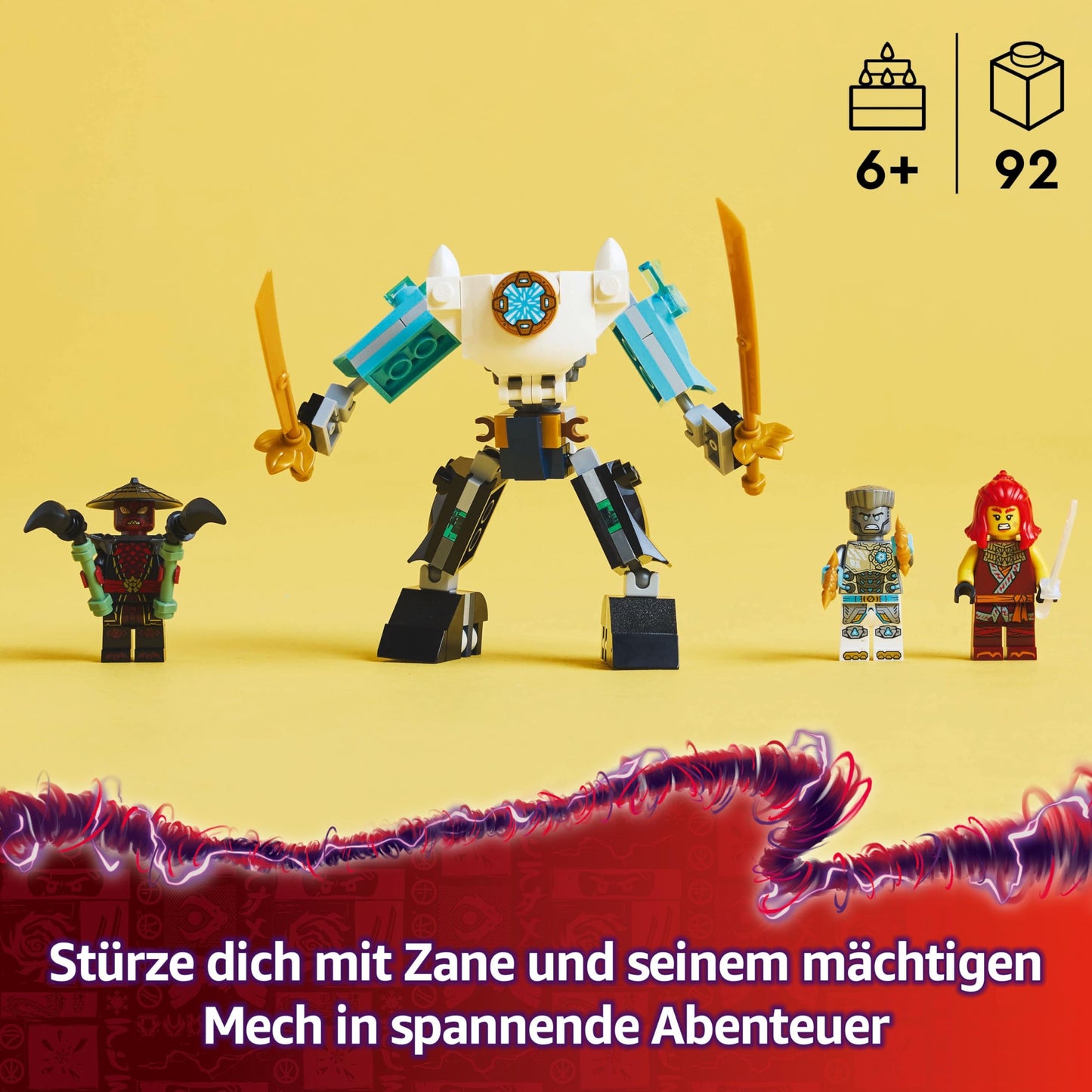 LEGO NINJAGO Zanes Action Mech - Ninja toy with 3 minifigures for role play - small building and play set for children - gift idea for boys and girls aged 6 and over 71827