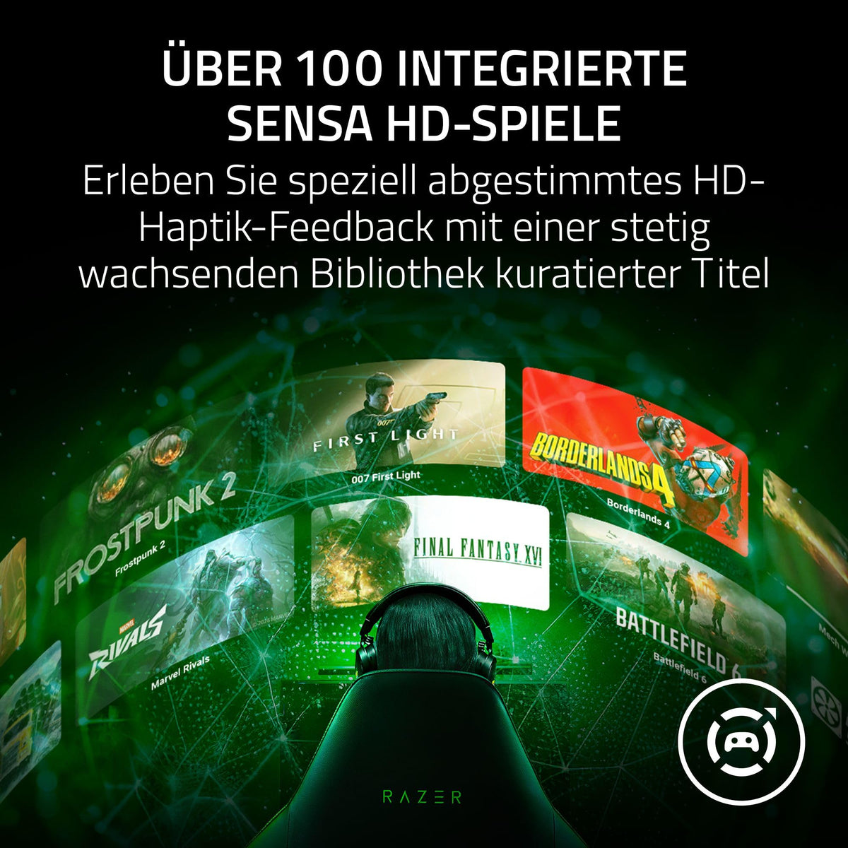Razer Kraken V4 X Sensa HD Haptics - Căști de gaming cu fir și haptică HD - Driveri Triforce de 40 mm - Microfon HyperClear cu caracteristică cardioidă - Sunet surround 7.1 - RZ04-05730100-R3M1