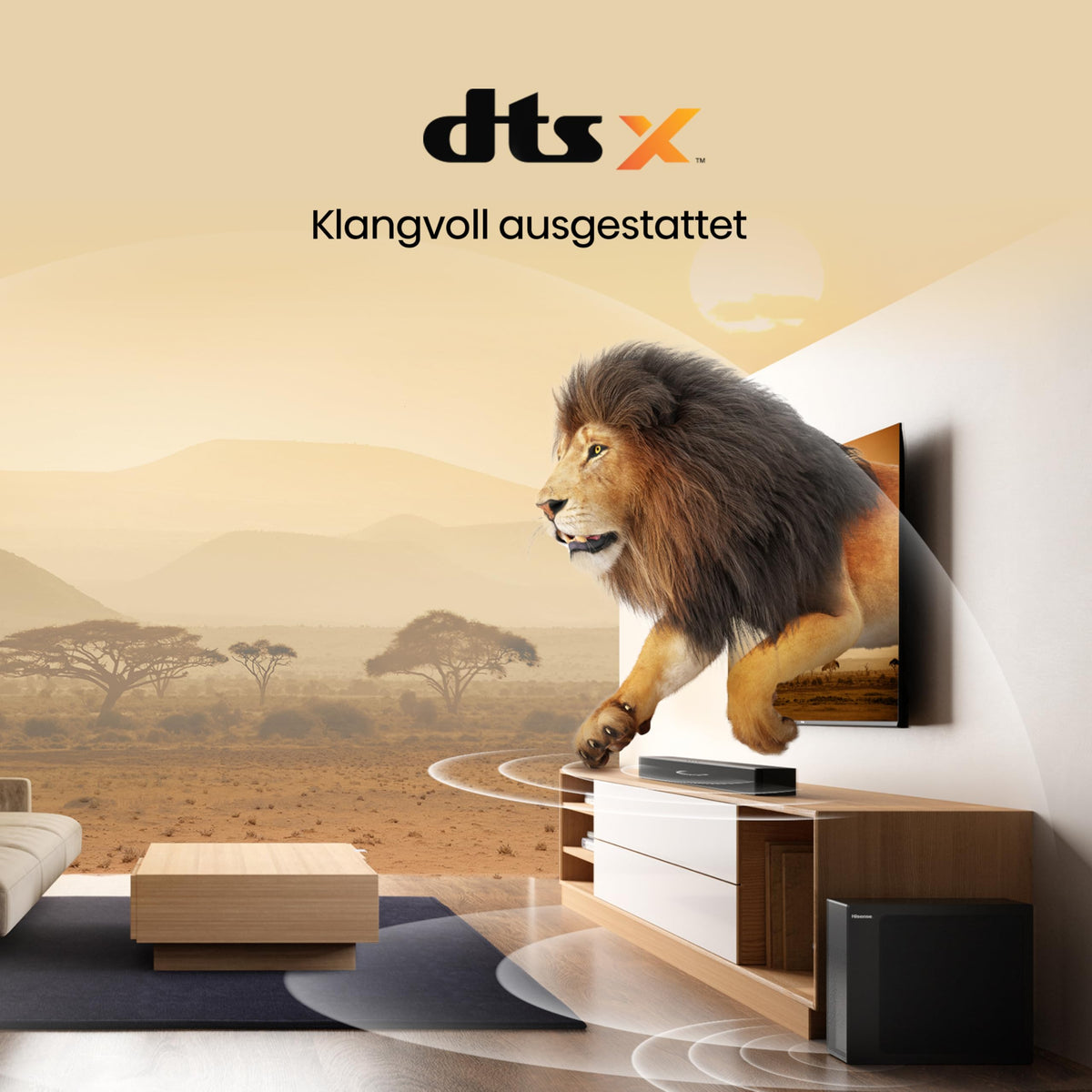 HS2100, 2.1 Channel Soundbar, 240W max Audio Power, Dolby Audio, DTS Virtual:X, Ultra-Slim Wireless Subwoofer, TV Mode, EzPlay - Hisense