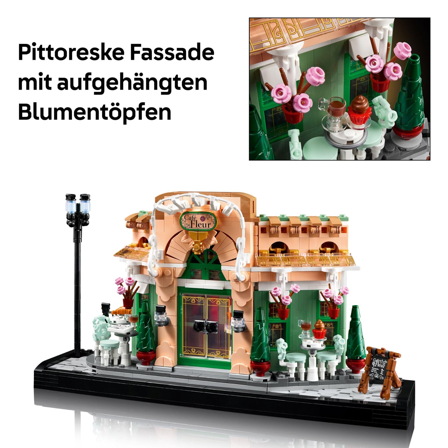 LEGO Icons French Café - Decoration for the living room or office - Building set for adults including picturesque facade, hanging flower pots and chairs - Gift for men and women 10362