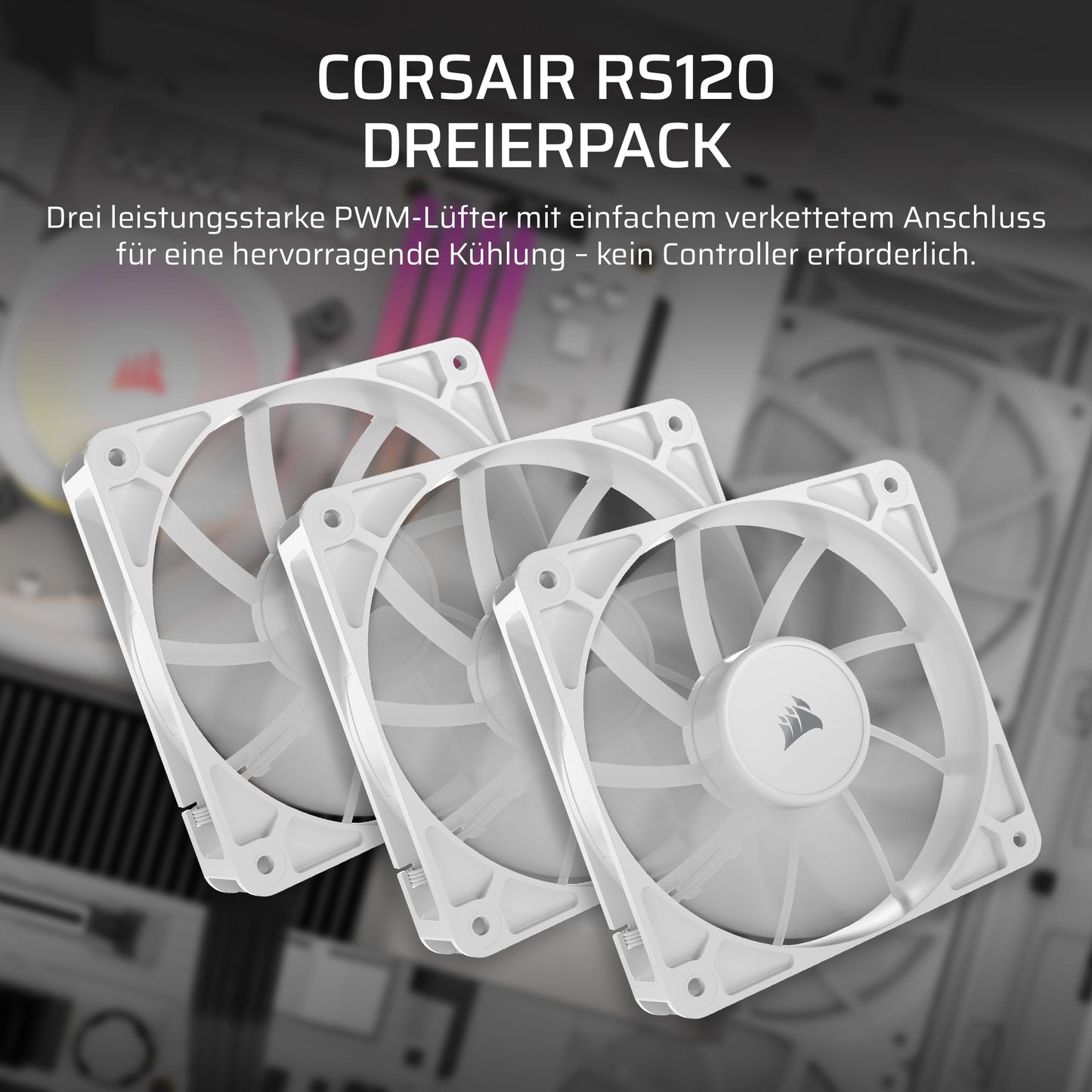 Confezione Da 3 Ventole Pwm Da 120 Mm - Corsair - Rs120 - Bianco - CO-9050193-WW