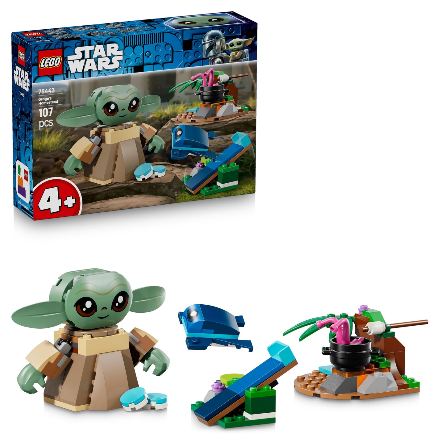 LEGO Star Wars 75443 Grogu's Home - toy with Grogu figure & Sorgan frog as well as catapult & blue macaroons - gift for boys & girls aged 4 and up and fans of The Mandalorian