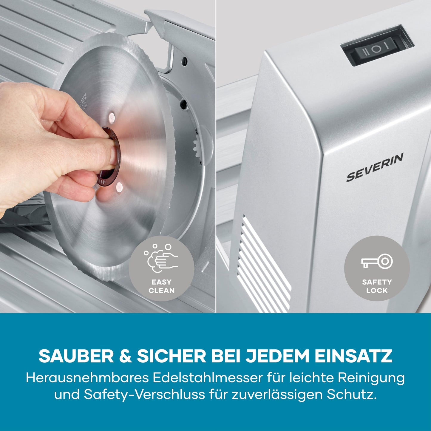 Severin all-purpose slicer for bread or cold cuts, bread slicer with infinitely adjustable cutting thickness, 0-23 mm, German quality, slicer with metal housing, 130 W, gray, AS 3917