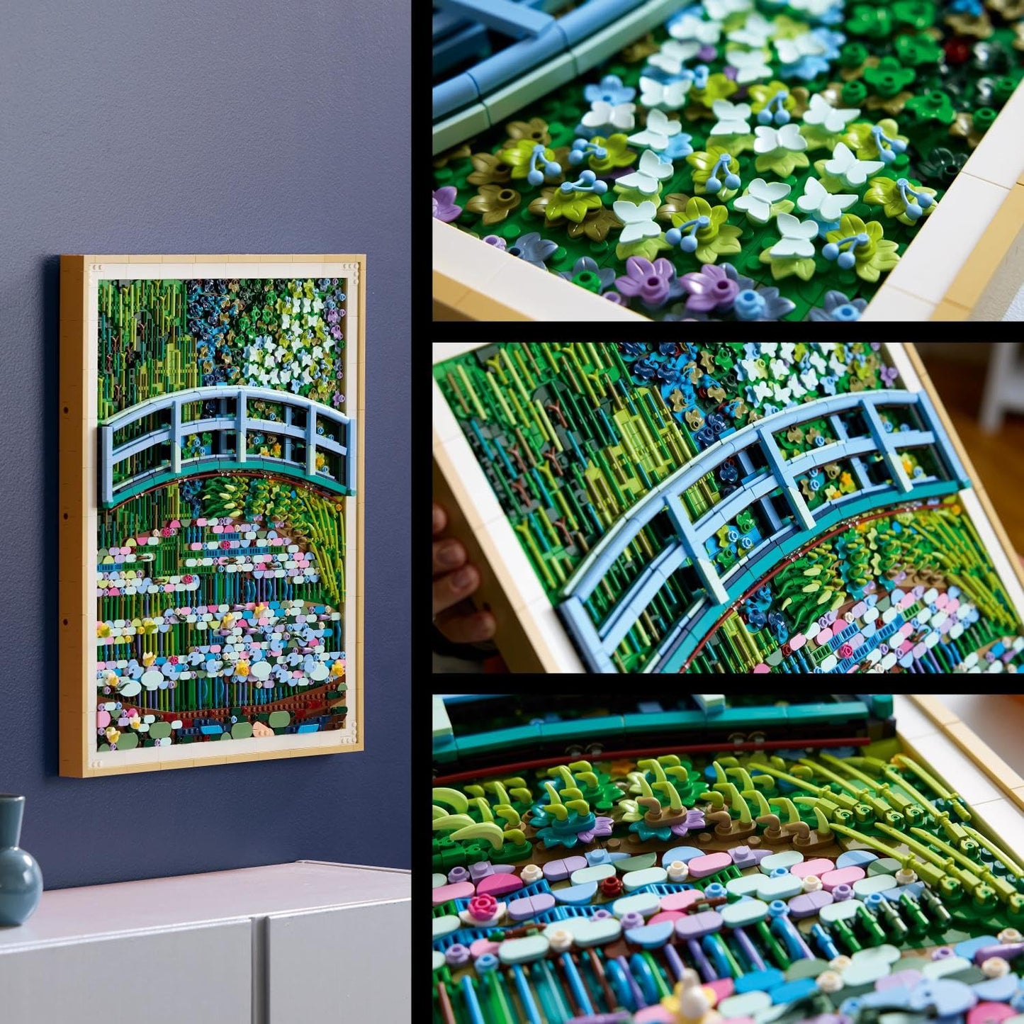 LEGO Art Claude Monet - The Bridge Over the Lily Pond - Hanging 3D Wall Art for Home Decoration - Impressionist Display Model for Adults - DIY Gift Idea - 31220