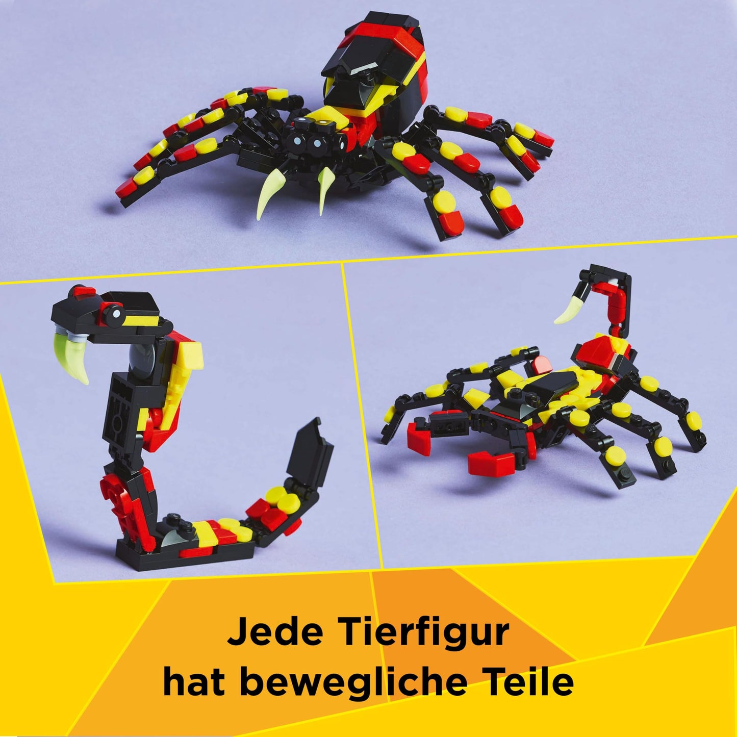 LEGO Creator 3in1 Wild Animals: Surprise Spider - Toy to convert into a scorpion figure or snake - Building set with 3 models - Gift for boys and girls aged 7 and up 31159