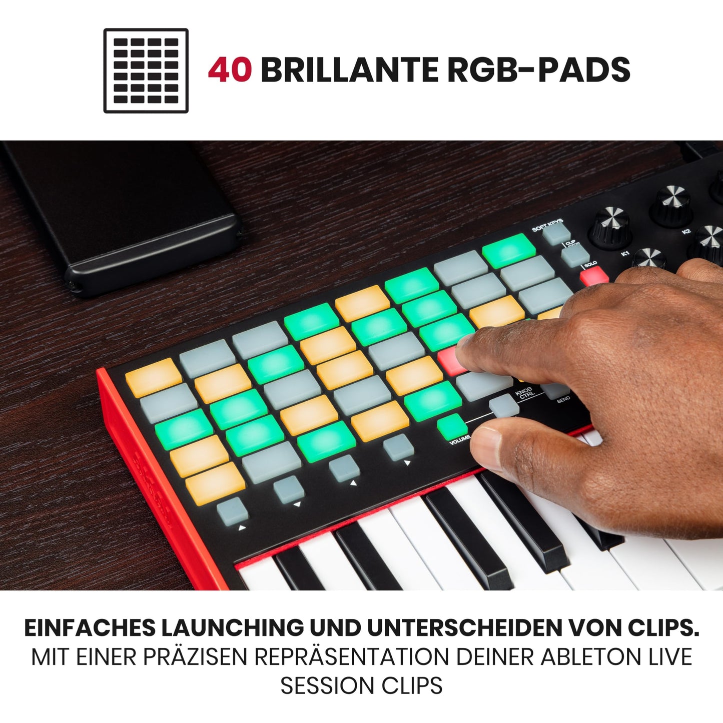 Akai Professional APC Key 25 MK2 - USB MIDI keyboard controller for clip launching with Ableton Live Lite, 25 keys, 40 RGB pads and 8 rotary controls - APCKEY25MK2