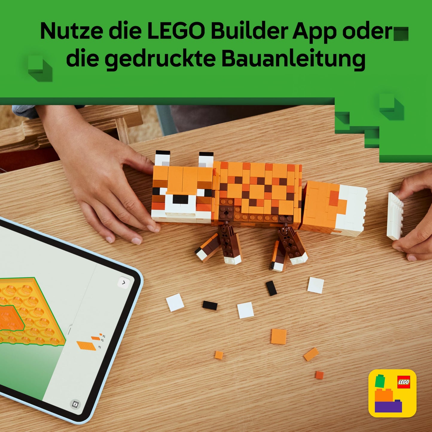 LEGO Minecraft The Fox - 3D puzzle animal figure with accessories - gaming decoration for bedroom or gaming room - gamer toy for a birthday for boys, girls and fans aged 10 and over - 21588