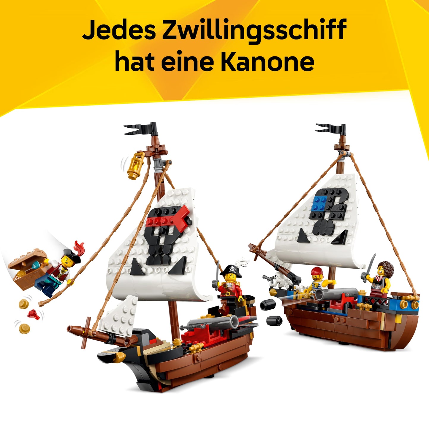 LEGO Creator Legendary Pirate Ship Toy - Model Building with 2 Building Options - Castle or 2 Twin Boats - Children's Room Decoration - Birthday Gift for Boys & Girls Ages 9 and Up - 31387