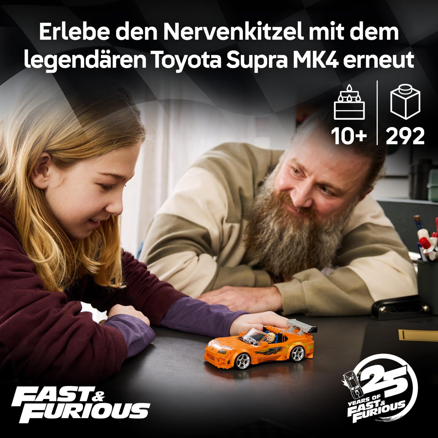 LEGO Speed Champions The Fast and The Furious Toyota Supra MK4 - car toy - model building with Bryan O'Conner minifigure - mint gift for boys aged 10 and over and young film fans - 77260