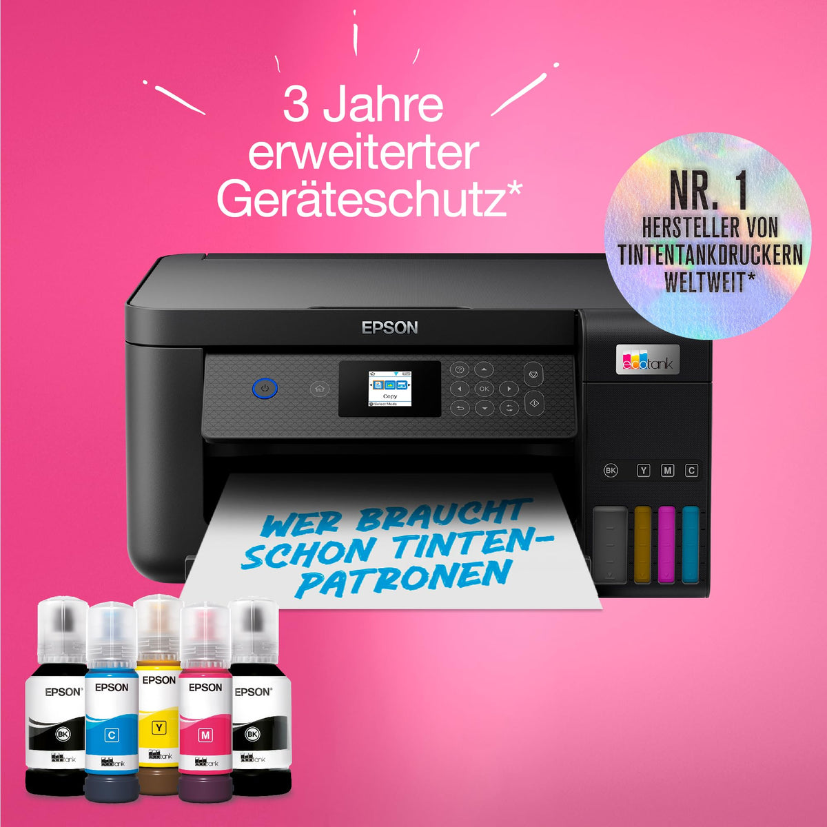 Epson EcoTank ET-2850 A4 Multifunction Wi-Fi Ink Tank Printer, with an included supply of ink for up to 3 years. - C11CJ63405