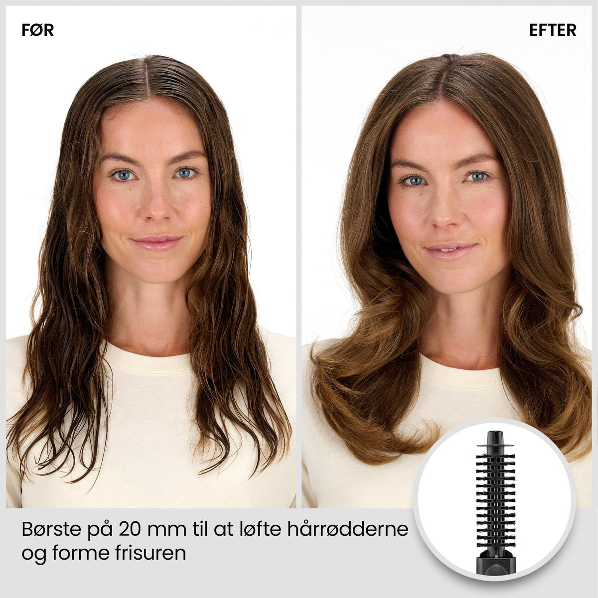 BaByliss Shape & Smooth Hot Air Brush – Powerful 800W Hair Dryer Brush, 30mm & 20mm Attachments, Cool Air Function, Quick Drying & Styling, ideal for short hair, Black, AS82E