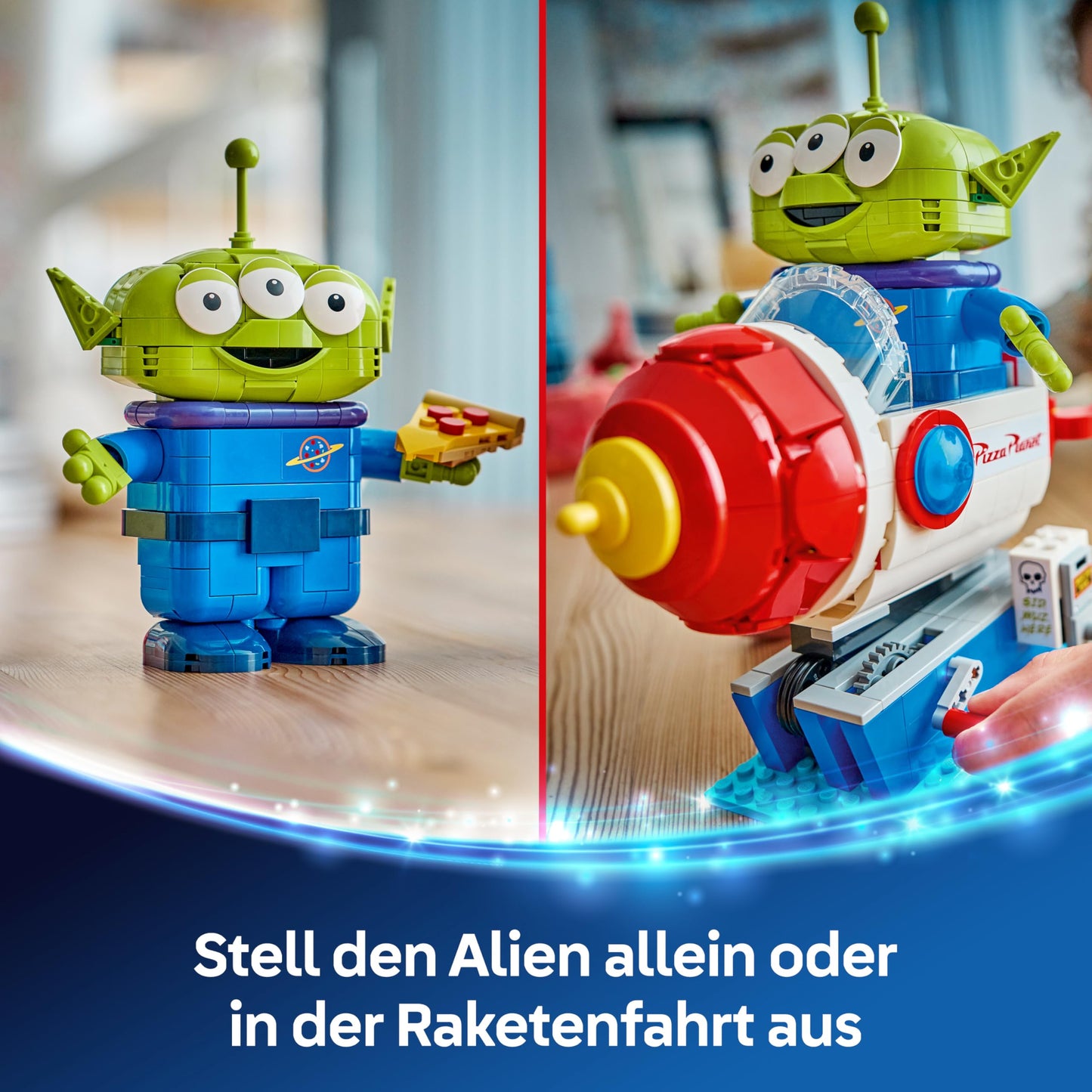 LEGO Disney and Pixar Toy Story Alien with Pizza Planet rocket ride - spaceship toy with alien figure as DIY decoration - gift for boys and girls aged 9 and up and Toy Story fans - 43307