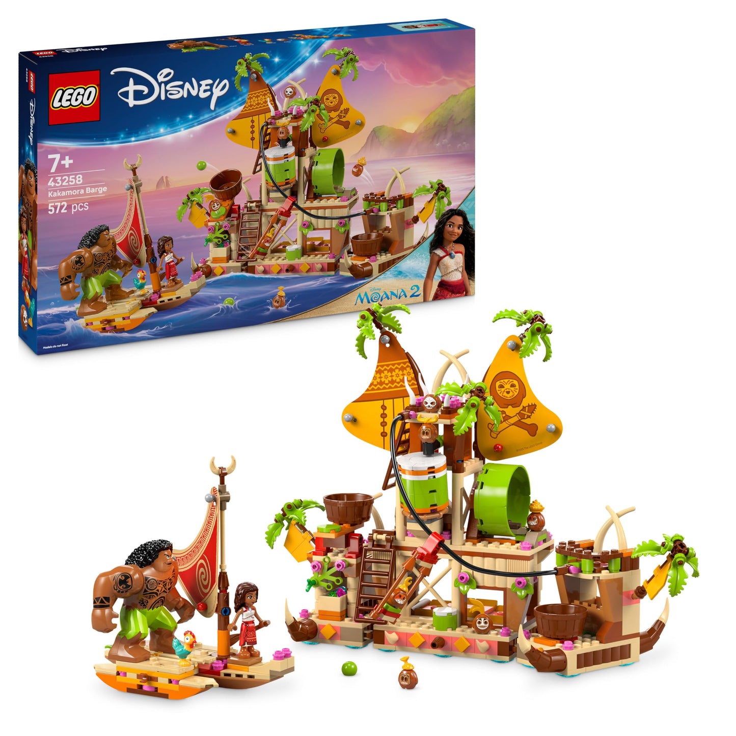LEGO ǀ Disney Vaiana 2 Kakamora Barge - Kakamora Boat - Toy for Girls and Boys from 7 Years - Includes Boat Model, Moana Mini Doll and Maui Figure - Birthday Gift for Fans - 43258