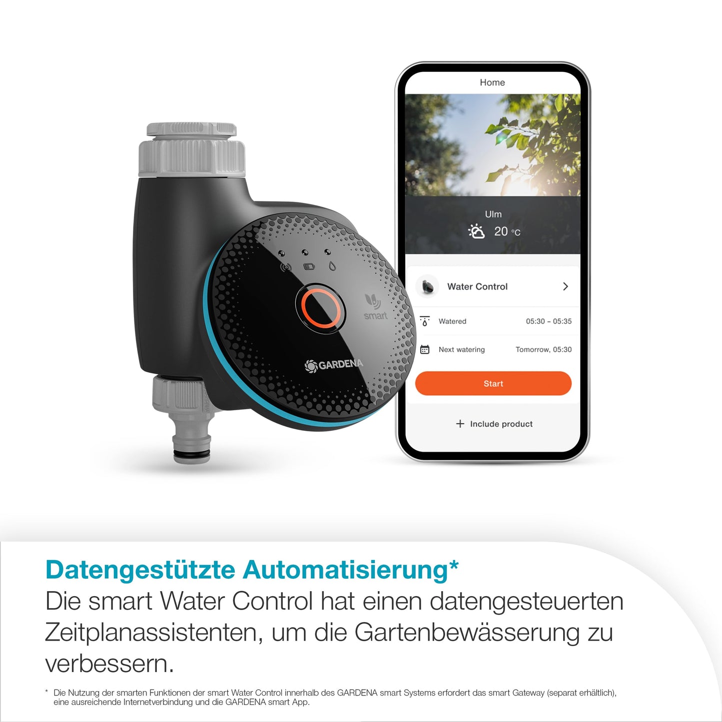Gardena smart Water Control irrigation control; smart: data-controlled irrigation*, smart home integration*, clever irrigation, high-quality valve technology, frost warning* (19033-20)