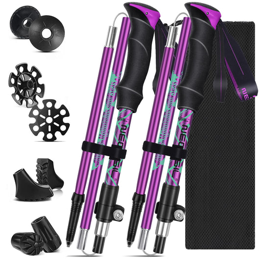 HOVIN Teleskopice pentru mers pe jos 105-130cm, bețe de Nordic Walking pentru femei, bețe de drumeție din aluminiu pliabile, bețe de trekking cu 7 perechi de tampoane din cauciuc pentru trekking și drumeții. - SpoH10901&15-32-125cm