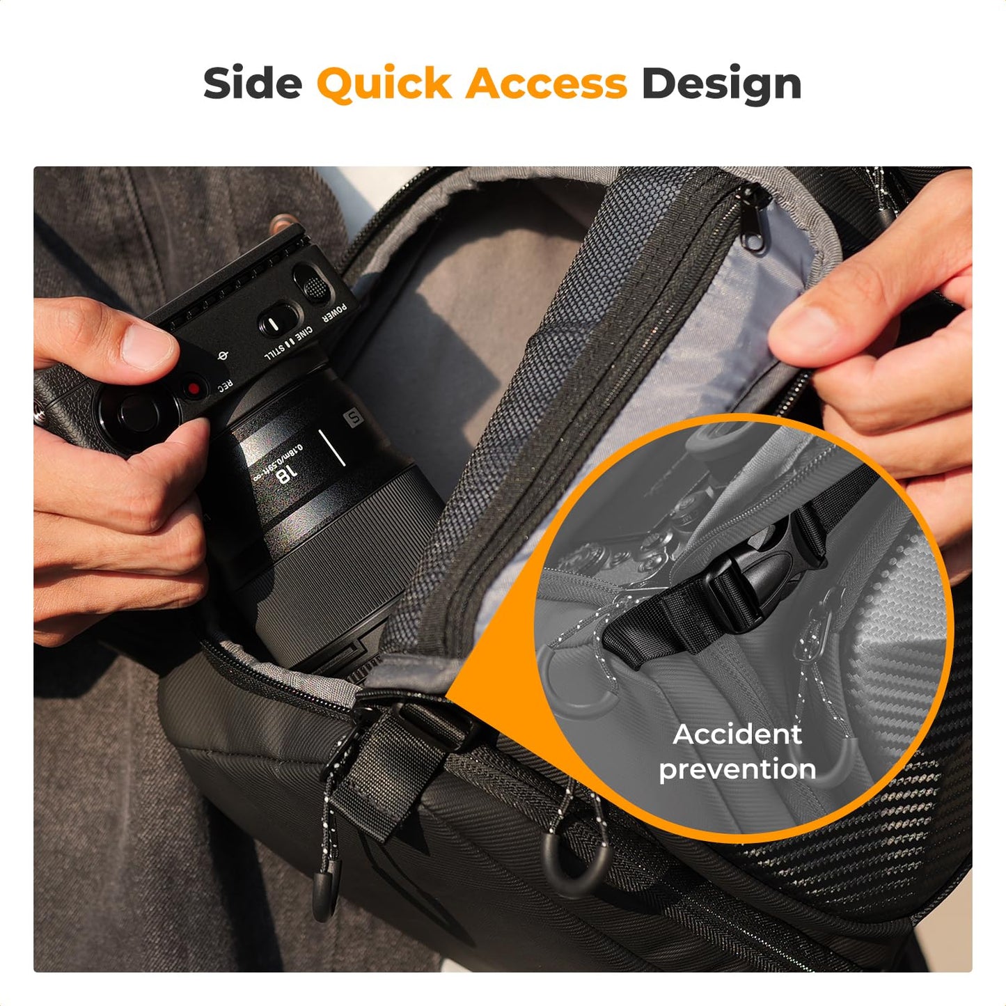 K&F CONCEPT Camera Shoulder Bag, Waterproof Camera Bag, Photography Daily Travel Camera Bag, Bags Photographer Photo Backpack (Black Hard Shell) - KF13.176