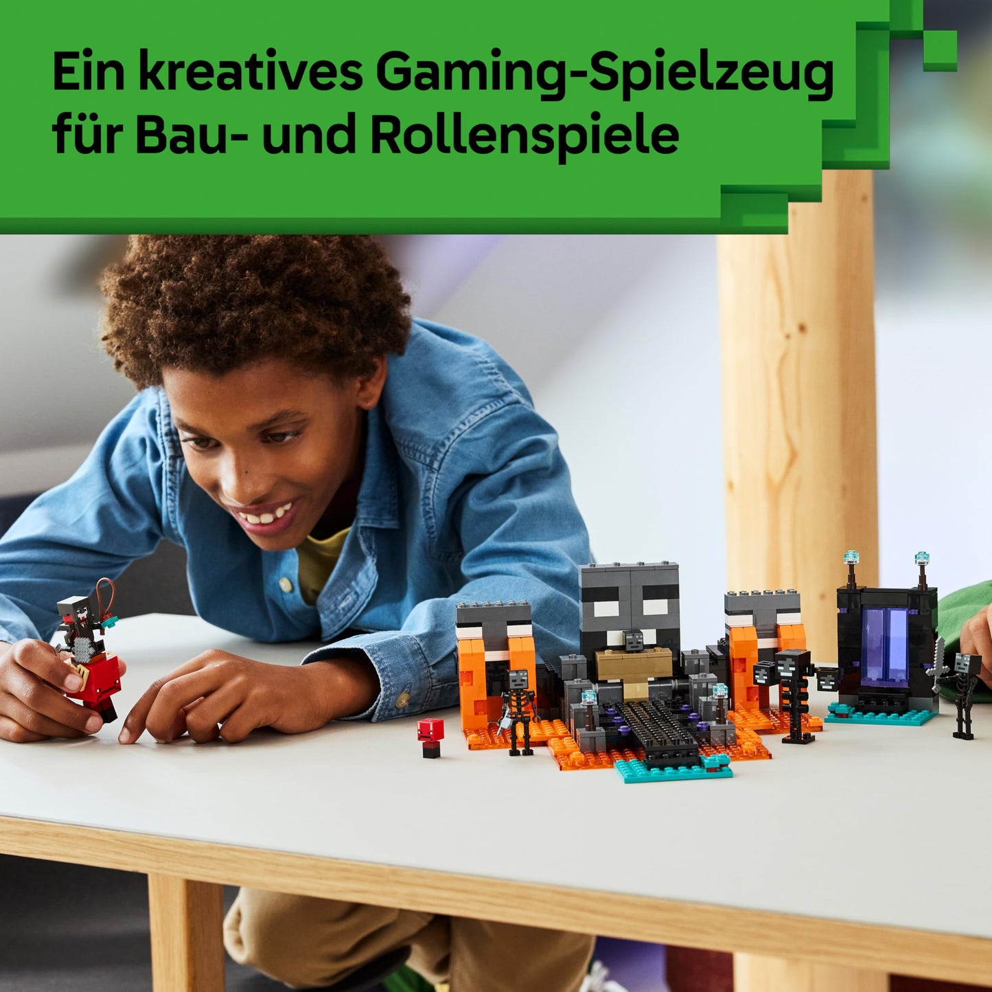 LEGO Minecraft Duel with the Wither - Gift for young gamers - Merchandising for fans - Minecraft - Building set with many creatures and workbench for boys and girls aged 8 and up - 21590