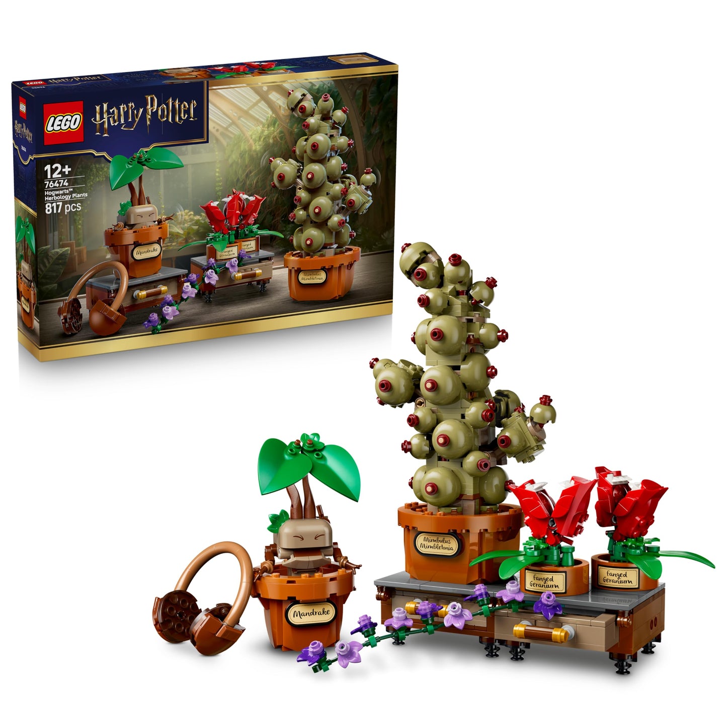 LEGO Harry Potter Hogwarts Castle: Herbology Plants - Interactive Toy - Artificial Potted Plants with Flowers - DIY Decoration - Gift for Girls, Boys & Teenage Fans Ages 12 and Up - 76474