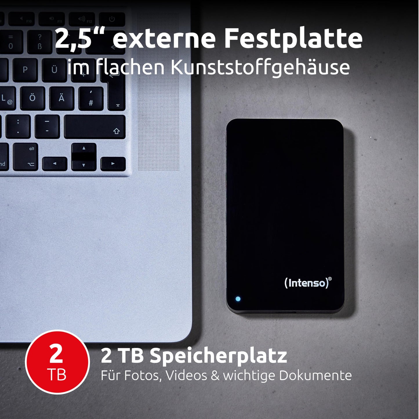 Intenso Memory Case Portable Hard Drive 2TB, portable external hard drive - 2.5 inch, 5400 rpm, 8 MB cache, USB 3.2 black - 6021580