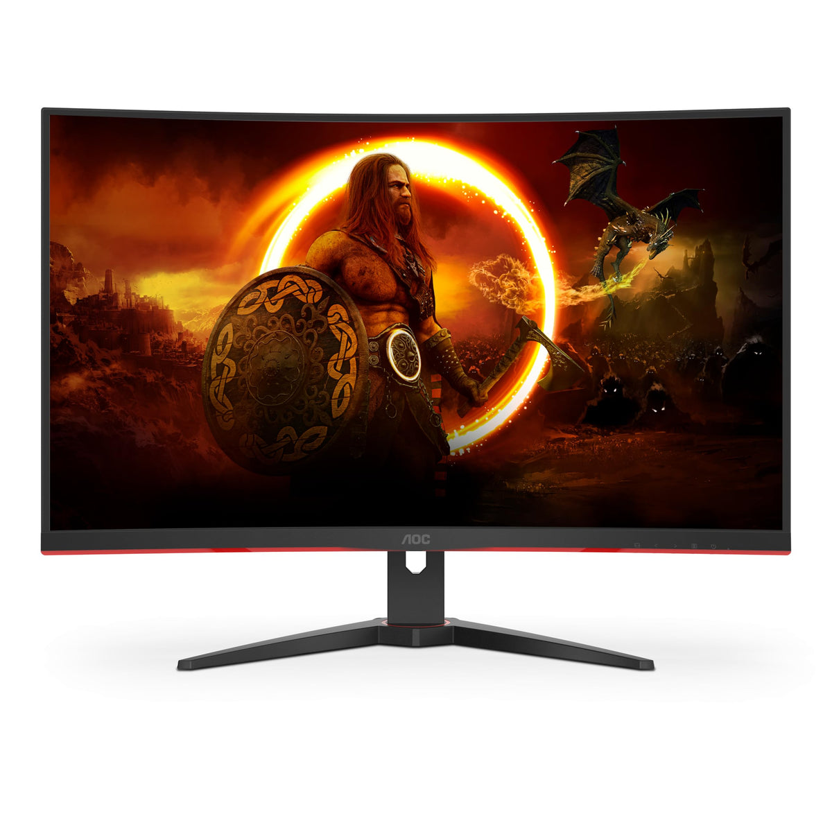 AOC Gaming C32G2ZE - Monitor curbat FHD de 32 inch, 240 Hz, 1ms, FreeSync Premium (1920x1080, HDMI, DisplayPort) negru/roșu - C32G2ZE/BK