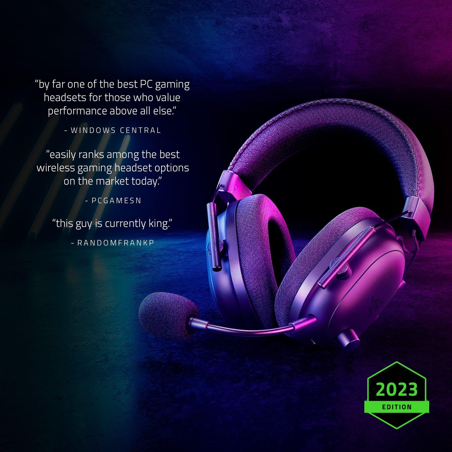 Razer BlackShark V2 Pro (2023) for PC - Premium Wireless Esports Headset (HyperClear Super Wideband Microphone, Triforce Titanium 50mm Driver, HyperSpeed Wireless Technology, 70 Hours) Black - RZ04-04530100-R3M1