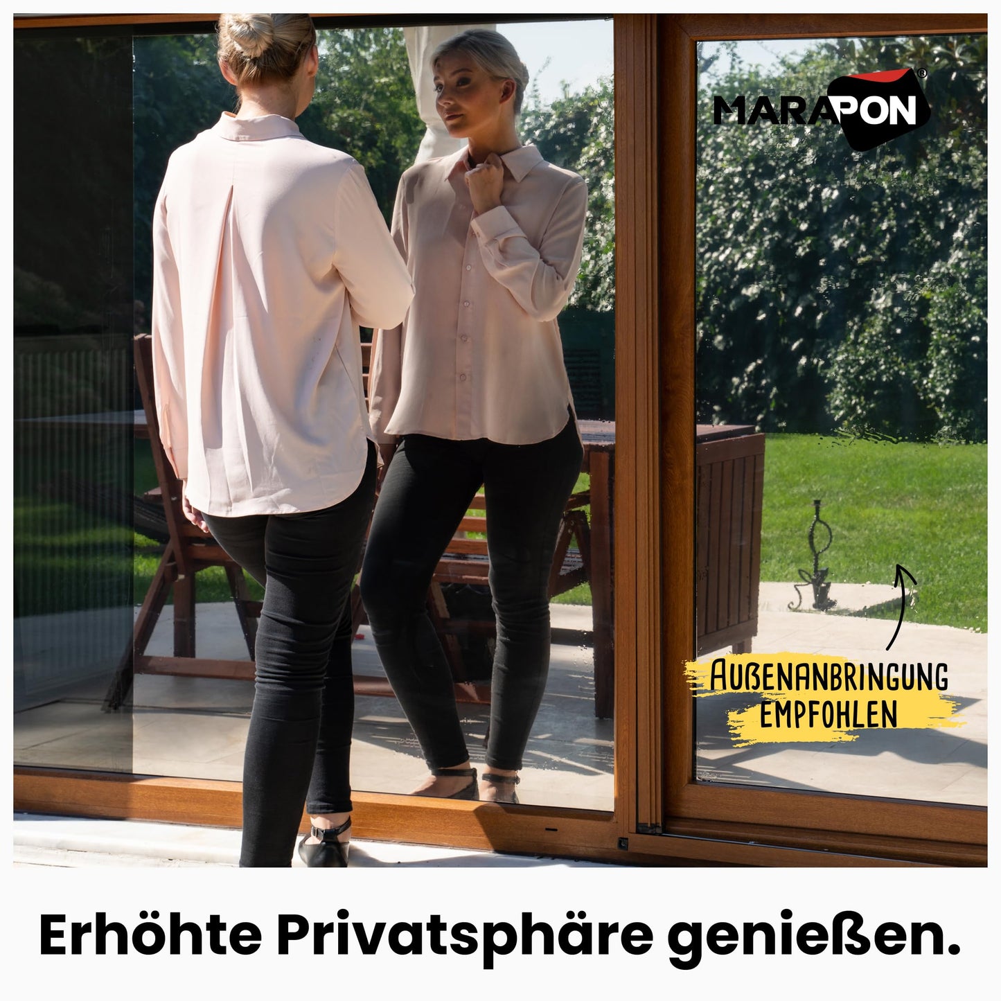 MARAPON® window film sun protection outside without residue [1.05x50 m] incl. eBook from the professional - mirror film window privacy protection - sun protection film window - darken roof windows - M10550-SMS-WS