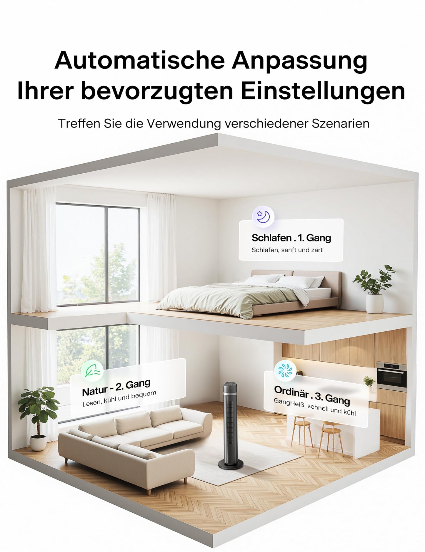 Pelonis Quiet Tower Fan, 40 Inch 102CM Fan with Remote Control, 7m/s Tower Fan Stand Fan with 90° Oscillation, 15 Hour Timer and 3 Speeds, Fans with Cooling - PE-FZ10-18TRB-DE