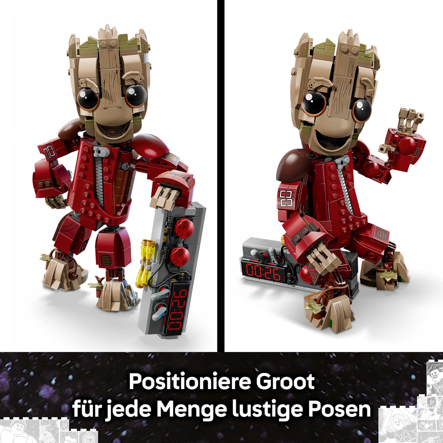 LEGO | Groot in Ravager outfit - superhero toy with buildable figure for role play - children's construction toy - creative gift for boys aged 10 and over, girls and film fans - 76341