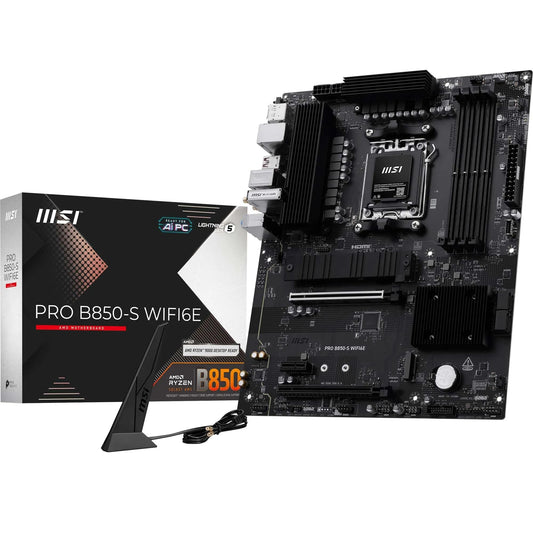 Placa de bază MSI PRO B850-S WIFI6E, ATX – Suportă procesoare AMD Ryzen 9000/8000/7000, AM5 – Boost pentru memorie RAM DDR5 (8200+ MT/s OC), PCIe 4.0 x16, M.2 Gen5, Wi-Fi 6E, LAN 2,5G - 7E80-002R