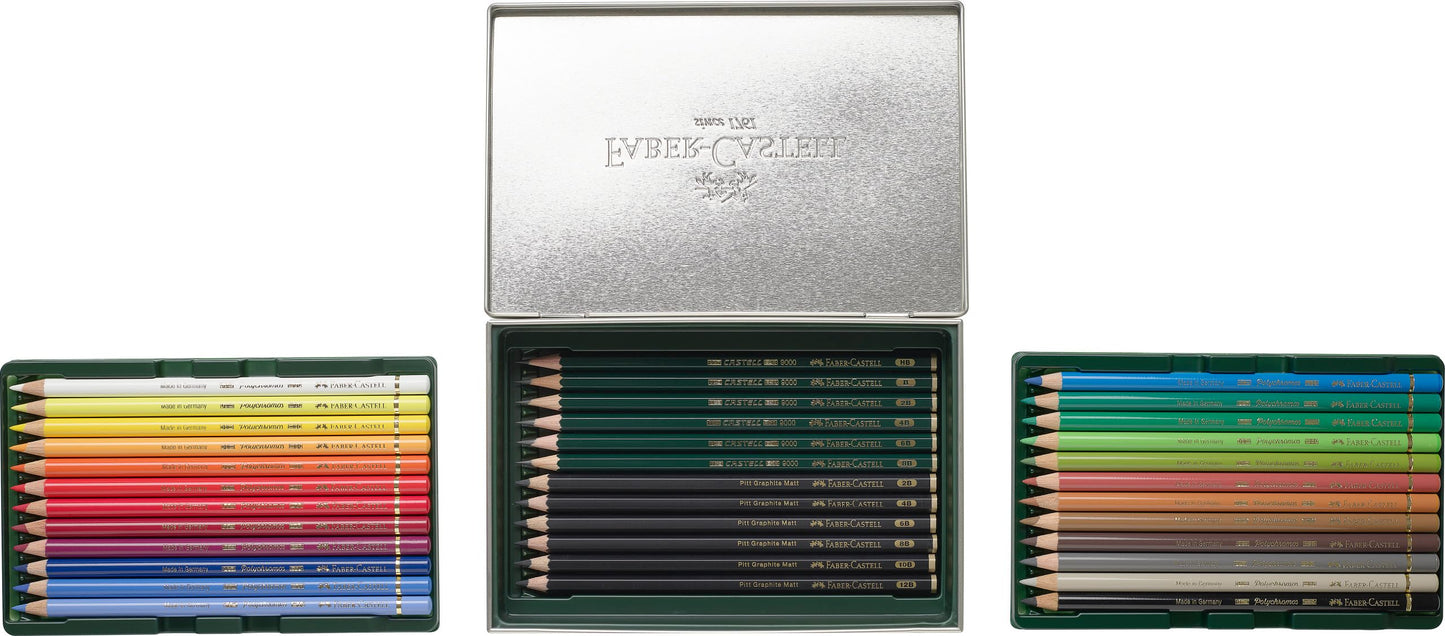 FABER-CASTELL - Art & Graphic Set, 36 pieces with pencils and colored pencils - 210008