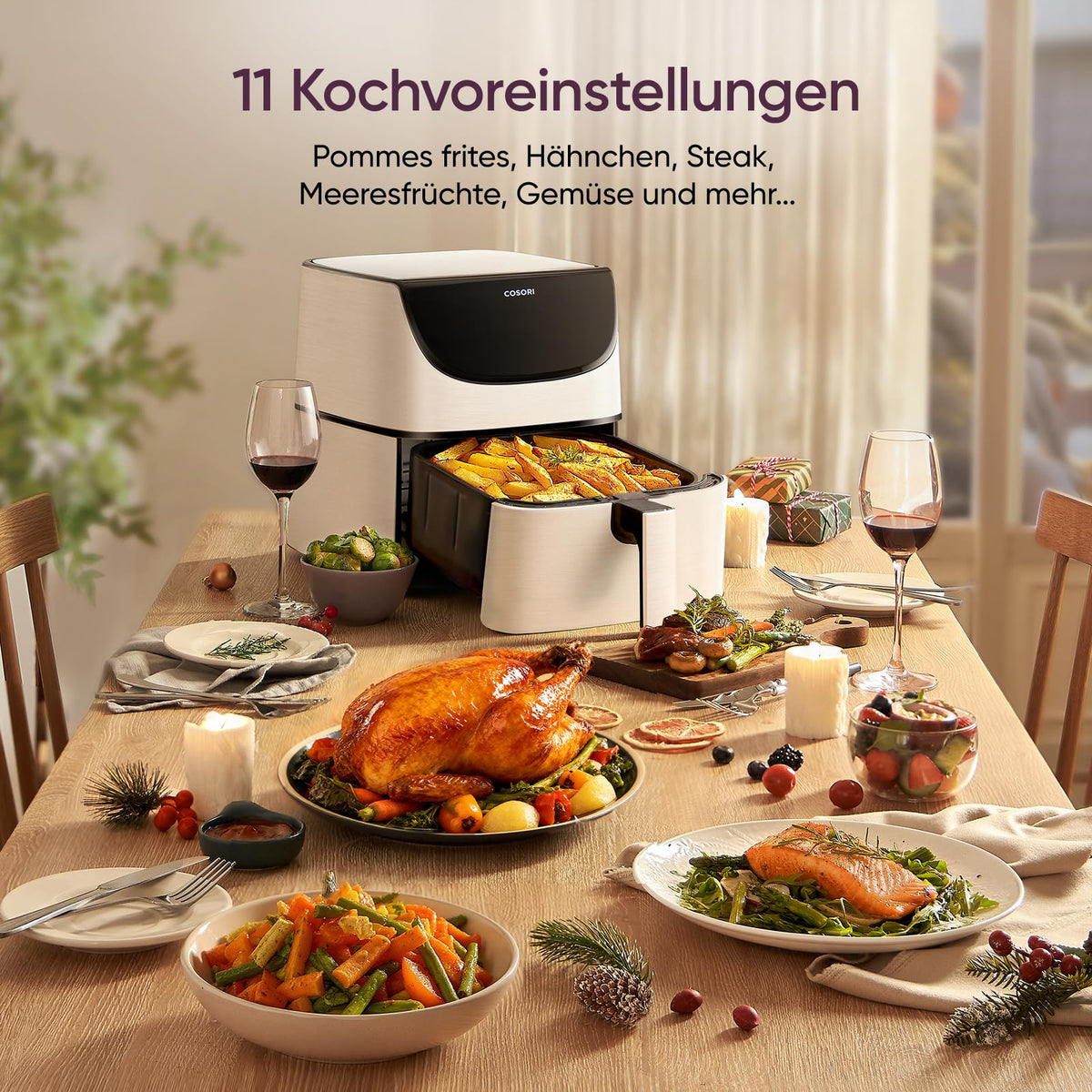 Cosori Airfryer, with shake reminder, 11-in-1 5.5L hot air fryer - CP158