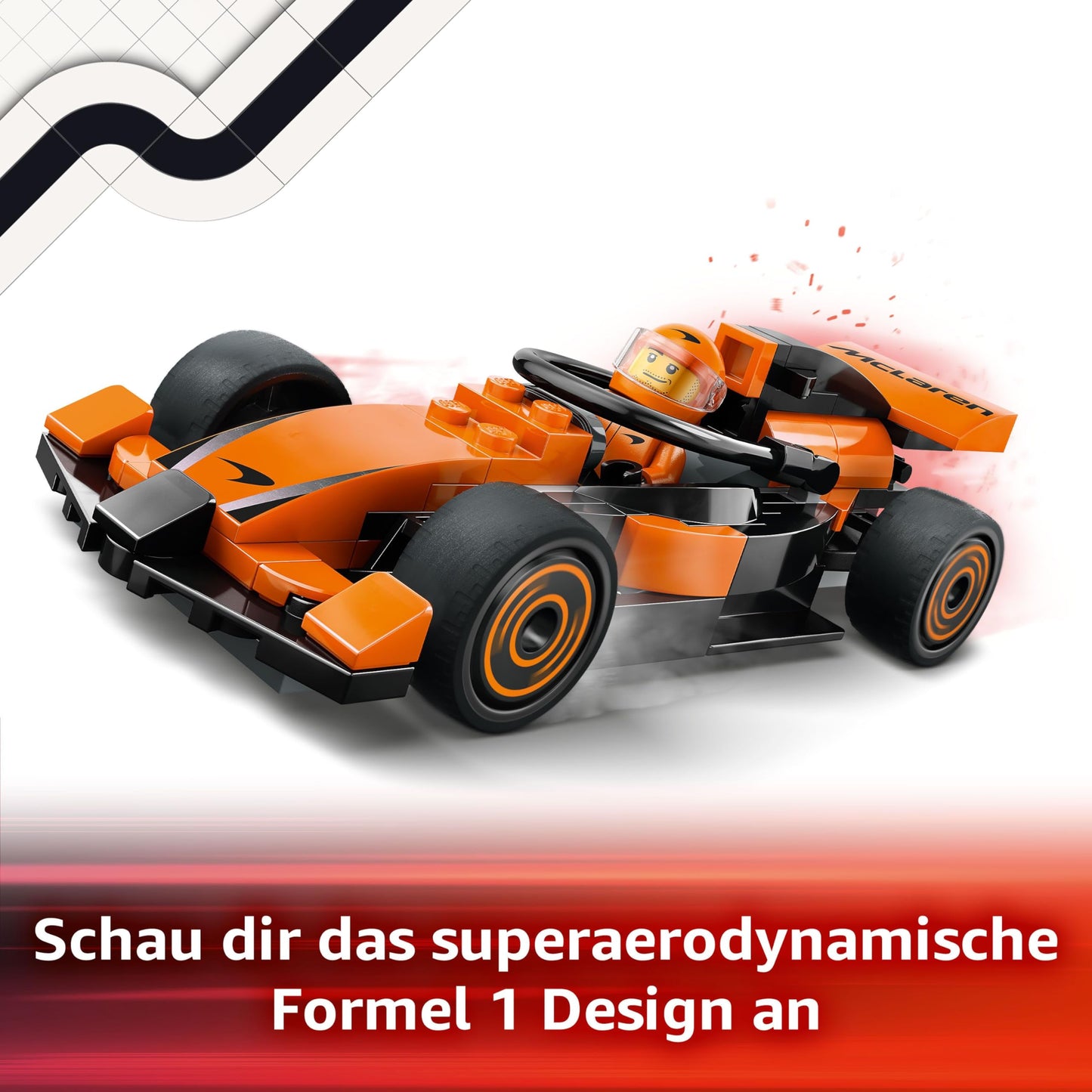 LEGO City F1 racing driver with McLaren racing car - toy Formula 1 model with racing car and minifigure - small gift for boys and girls aged 6 and over or motorsport fans 60442