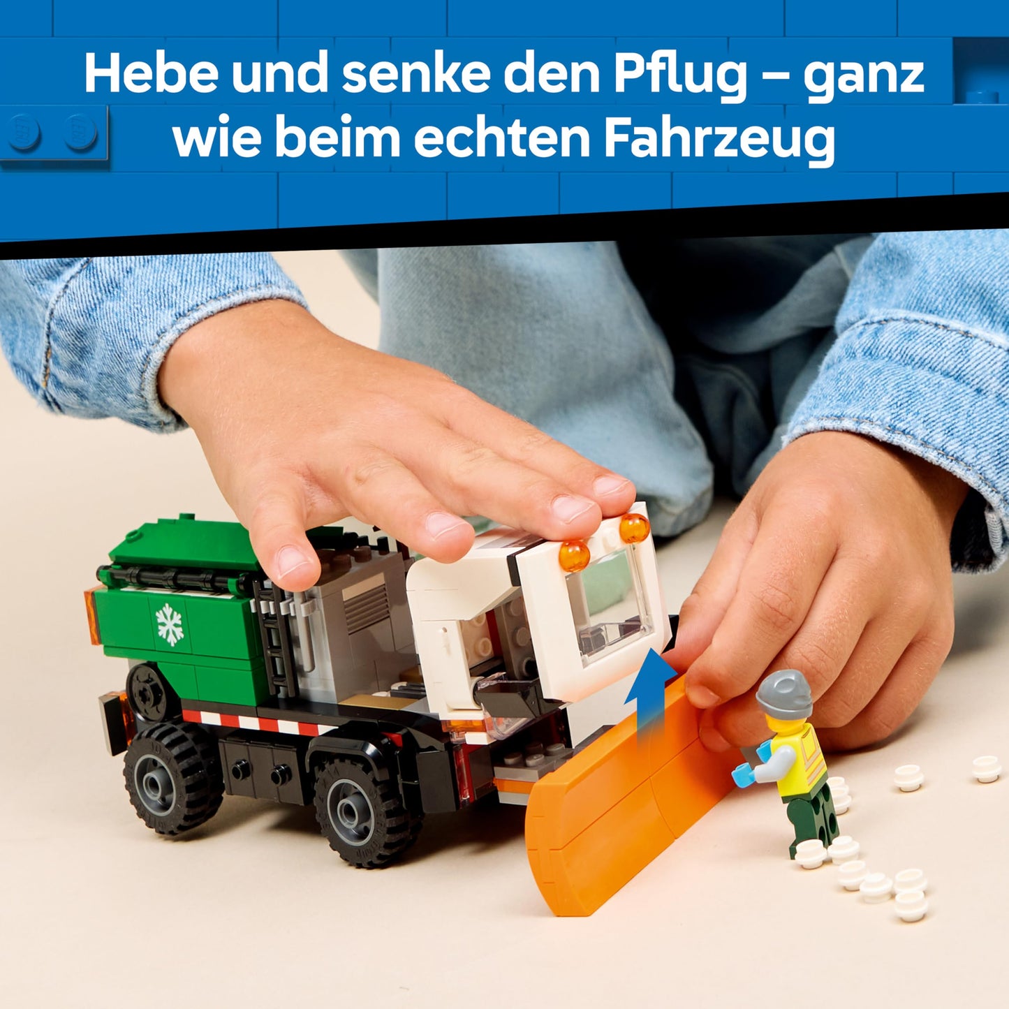 LEGO City snow plow - toy set with minifigure, tools and scatter function - birthday gift for boys aged 6 and over and technology fans - 60490