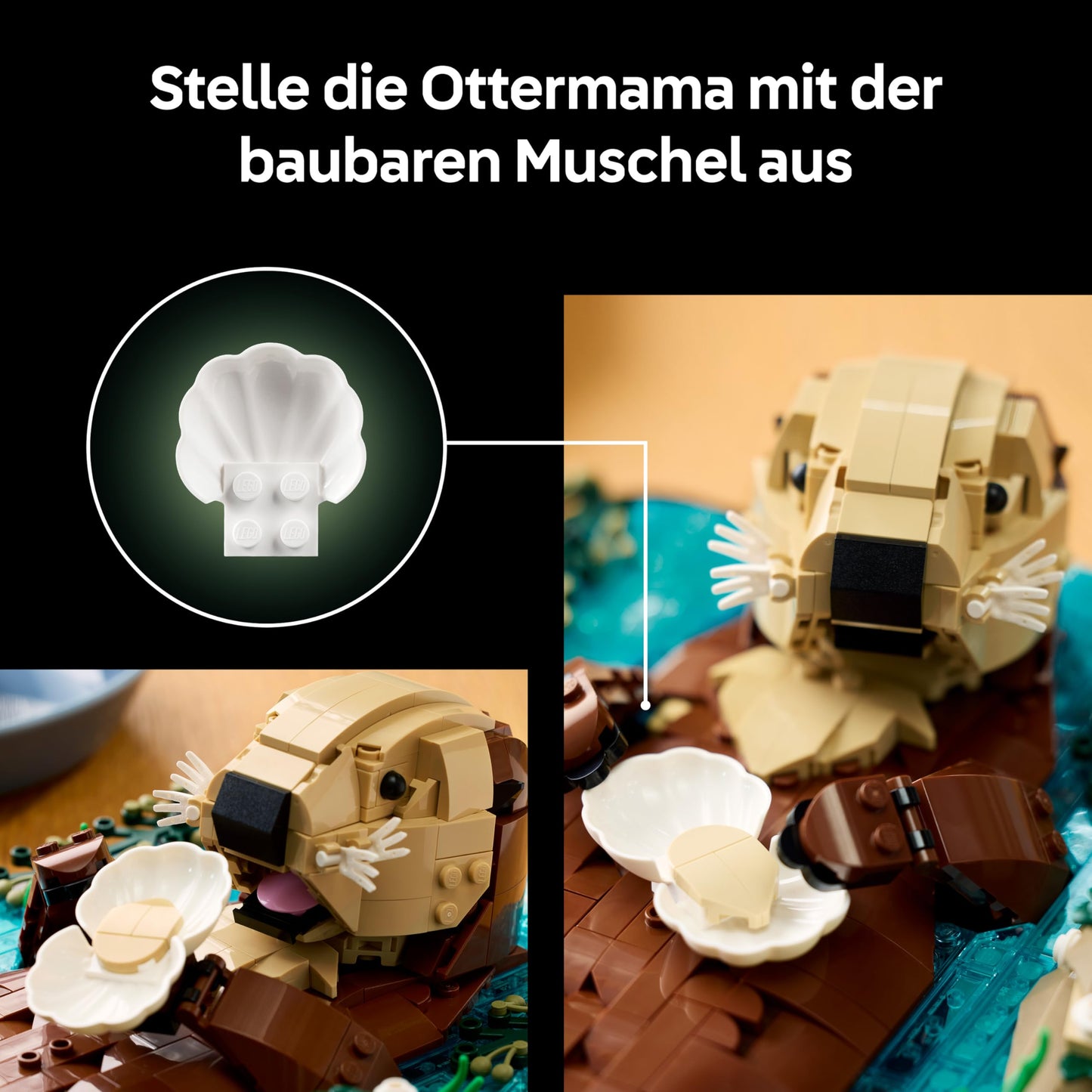LEGO Ideas Swimming Otters - Model Building for Adults - 3D Puzzle with Sea Otter Figures (Mother & Cub) - DIY Decoration for Shelf or Living Room - Gift Idea for Art & Craft Fans - 21366