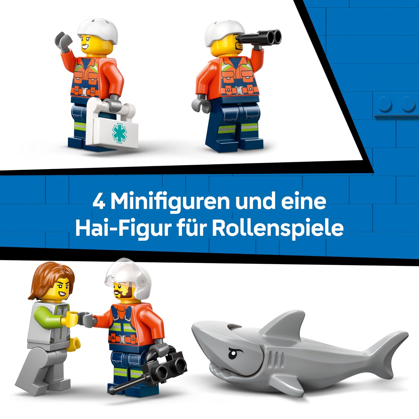 LEGO City Coast Guard Helicopter - Toy Emergency Vehicle - Model Building with Sliding Doors, Winch, 4 Minifigures and Shark Figure - Birthday Gift for Boys Ages 7 and Up - 60503