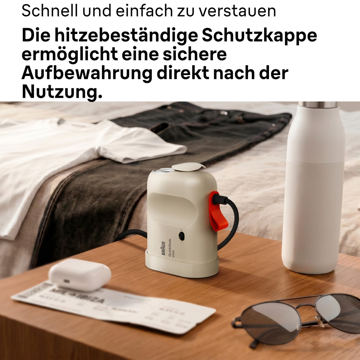 Braun QuickStyle mini - Fier de călcat cu aburi, până la 20 g/min putere de aburi, Bej - GS1011BG