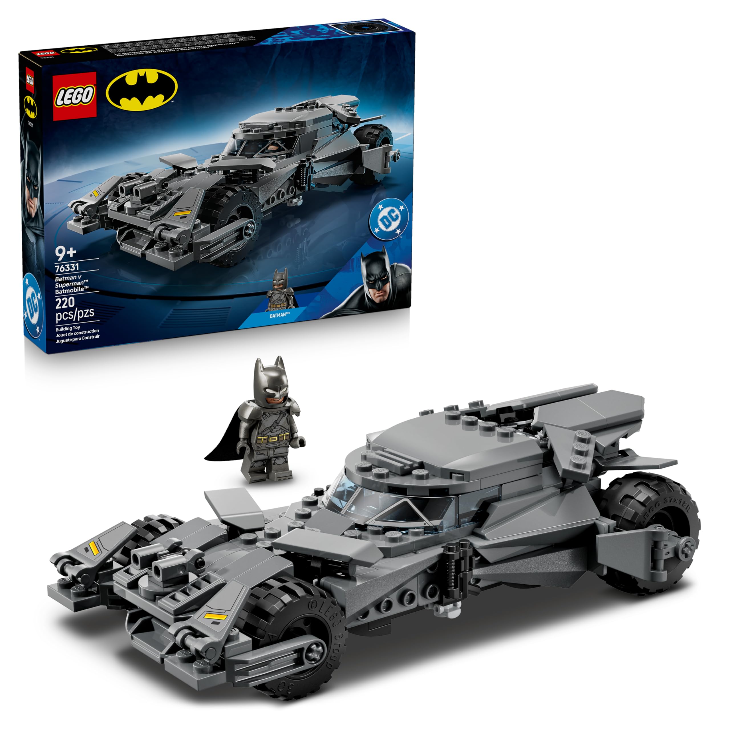 LEGO DC Batman Batman vs. Superman: Batmobile - Superhero toy car - Creative toy with minifigure for children aged 9 and up - DIY building set to play - Gift for boys and girls - 76331