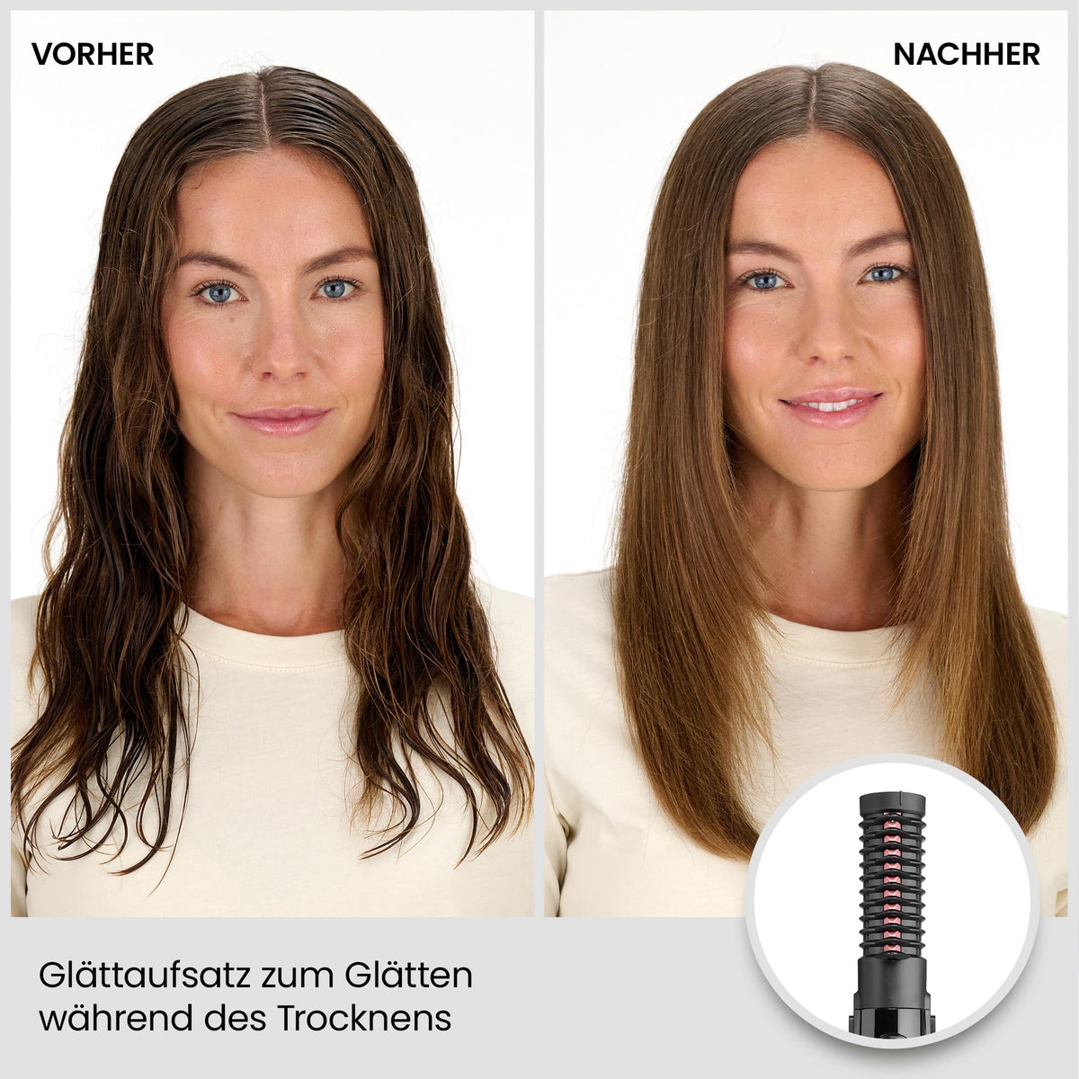BaByliss Perfect Finish - perie de uscare cu aer cald de 1000W. 3 accesorii pentru îndreptare, volum și modelare, 2 setări de temperatură + nivel rece, tehnologie cu ioni pentru anti-frizz, negru, AS126E
