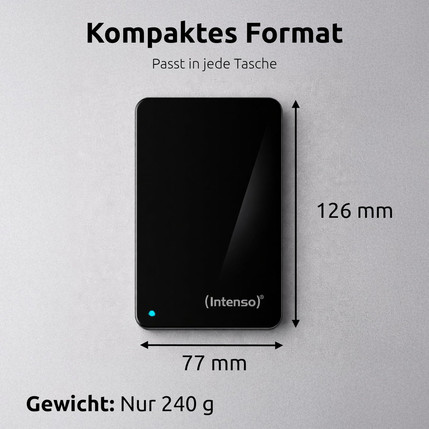 Intenso 4 TB external hard drive 2.5 inch memory case - USB 3.2 Gen 1x1 external HDD - 85 MB/s reading - 75 MB/s writing - for Windows and macOS - LED status indicator - black - 6021512