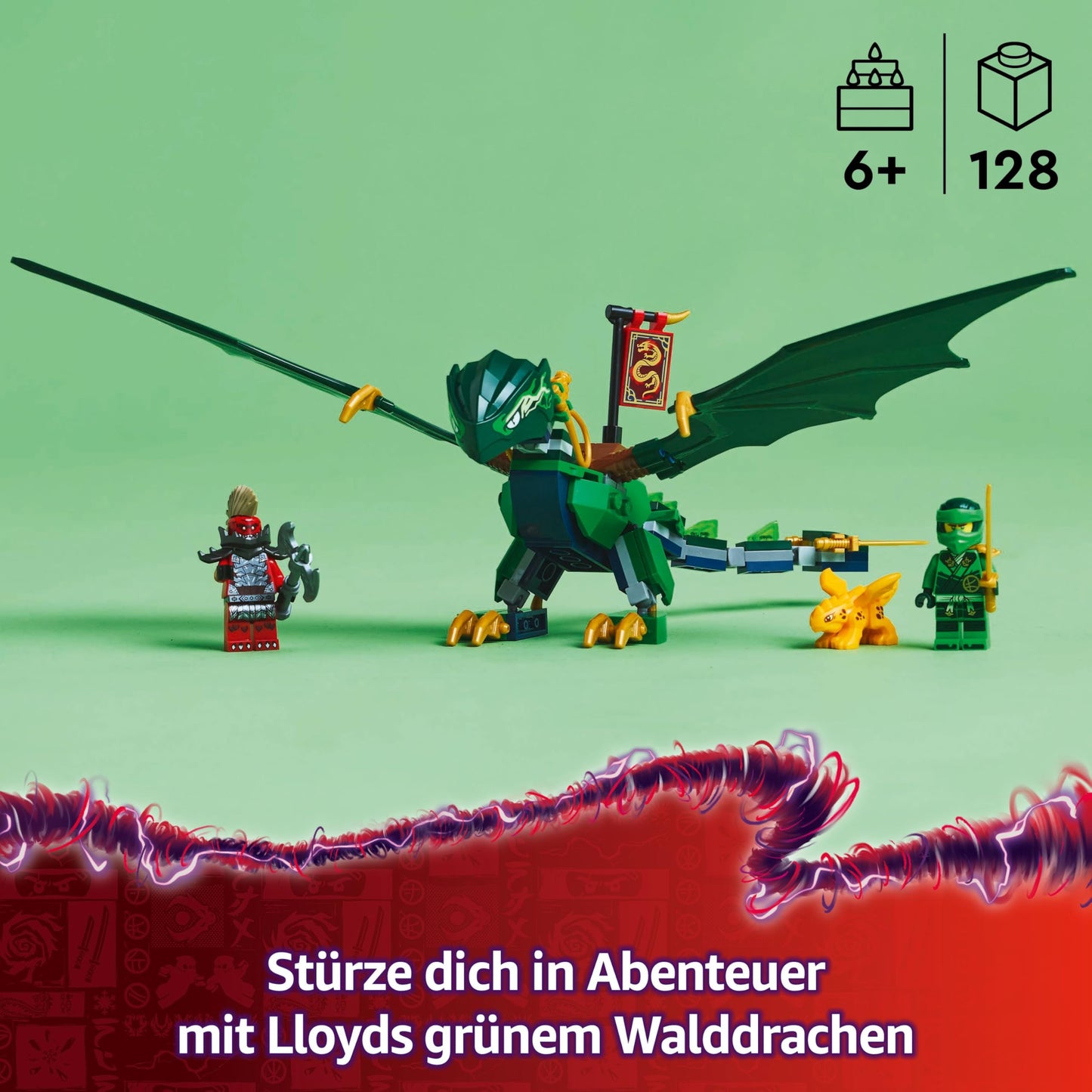 LEGO NINJAGO Lloyd's green forest dragon - toy dragon with 2 minifigures - dragon figure with movable tail, neck, legs and wings - gift idea for boys and girls aged 6 and over 71829