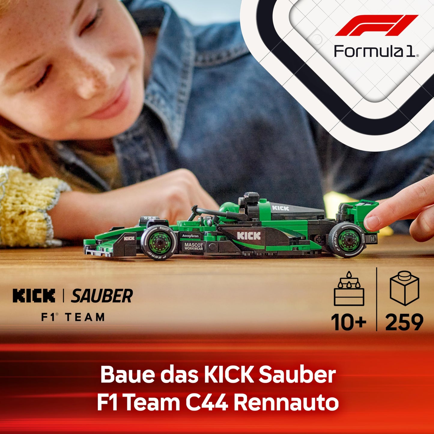 LEGO Speed Champions Kick Sauber F1 Team C44 racing car - toy with Formula 1 minifigure to collect - building set - gift for boys and girls aged 10 and over and adult motorsport fans 77247
