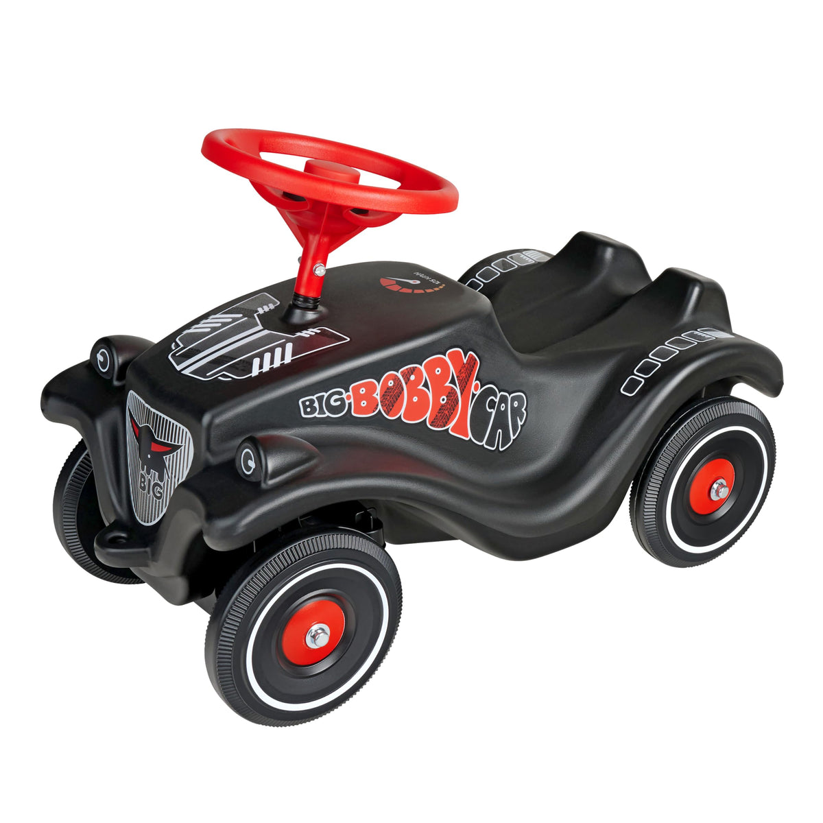 Big Bobby Car Classic GT - Ride-on car with racing design, safety steering wheel with horn, ergonomic body, towing hitch, children's vehicle in black-red, suitable from 12 months. - 800056149