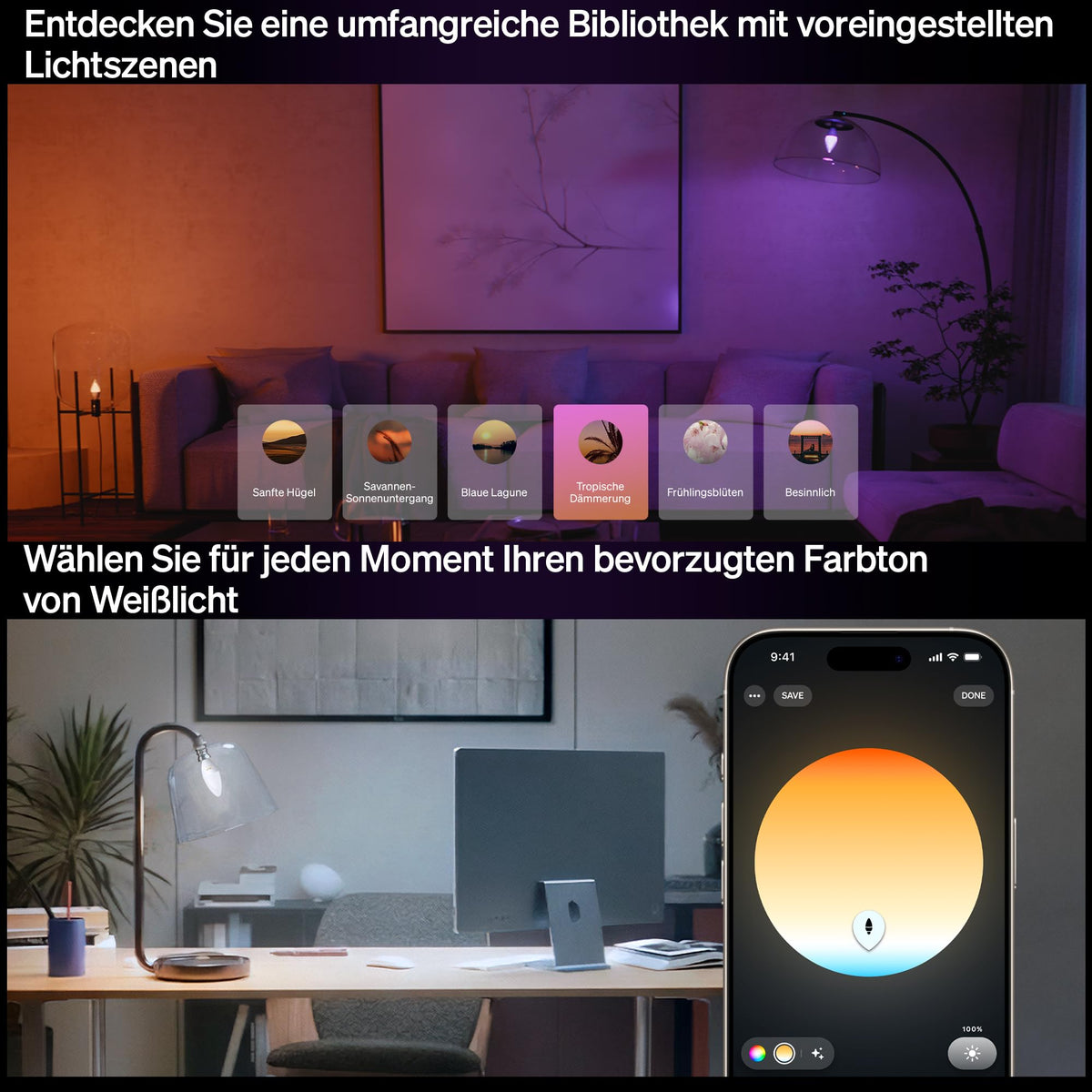 Philips Hue Smart LED Bulb, B39, E14, 3-pack, White and Color Ambiance, Full Spectrum Light 1,000 K–20,000 K, 500 lm, Extremely Low Dimmable, Chromasync, Alexa, Google Home, Apple Home - 929004295306