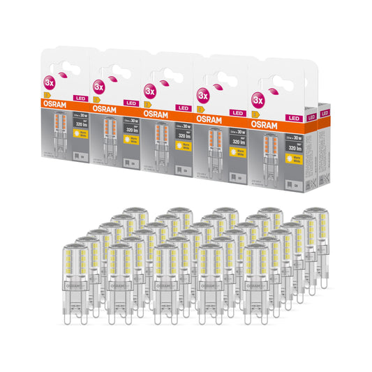 Osram BASE LED Lamp PIN, Pin Lamp with G9 Socket, 2.60 W, Replacement for 30W Bulb, Warm White (2700K), Pack of 10 - 4058075450073
