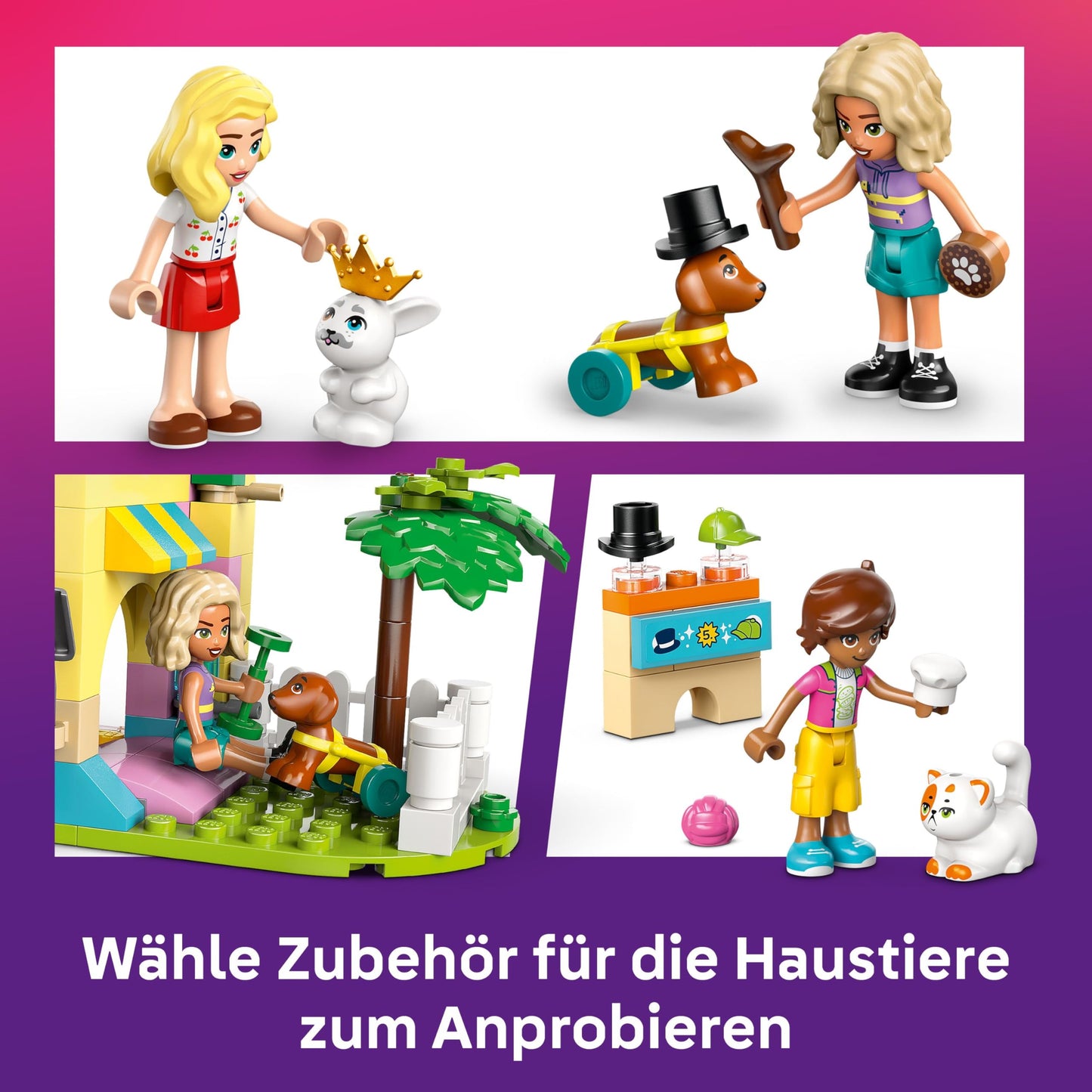 LEGO Friends Pet Accessories Shop - with dog, cat and rabbit animal figures, 3 minifigures and lots of pet care accessories - gift for girls and boys aged 6 and up - 42650