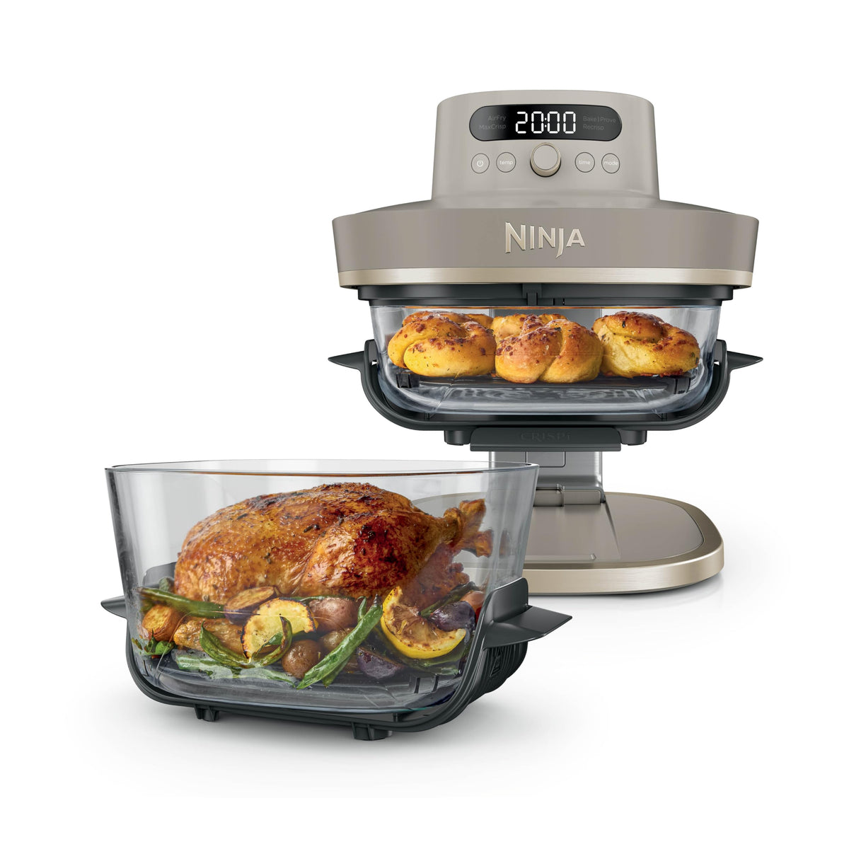 Ninja CRISPi PRO XL Glass Air Fryer, Stone Gold, AS090EUSD