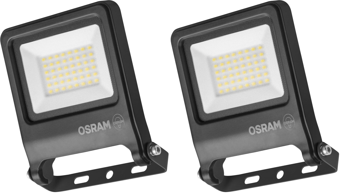Osram ENDURA FLOOD PC 30W LED floodlight, 3000K warm white, 3000 lumens, IP65 floodlight environmentally friendly, 110° light angle, 100 lm/W, gray (pack of 2) - 4099854486463